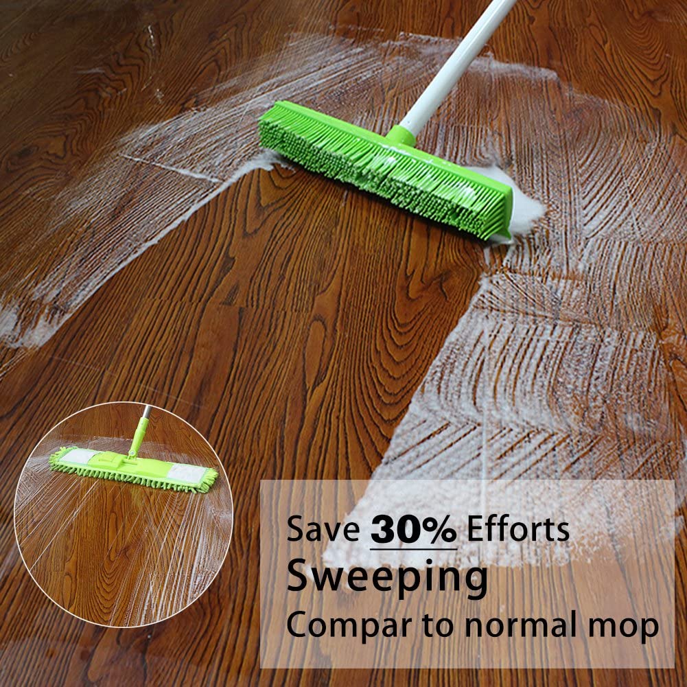 GLOYY Rubber Broom for Pet Hair Removal Silicone Carpet Rake with 58" Adjustable Telescopic Handle - Image 3