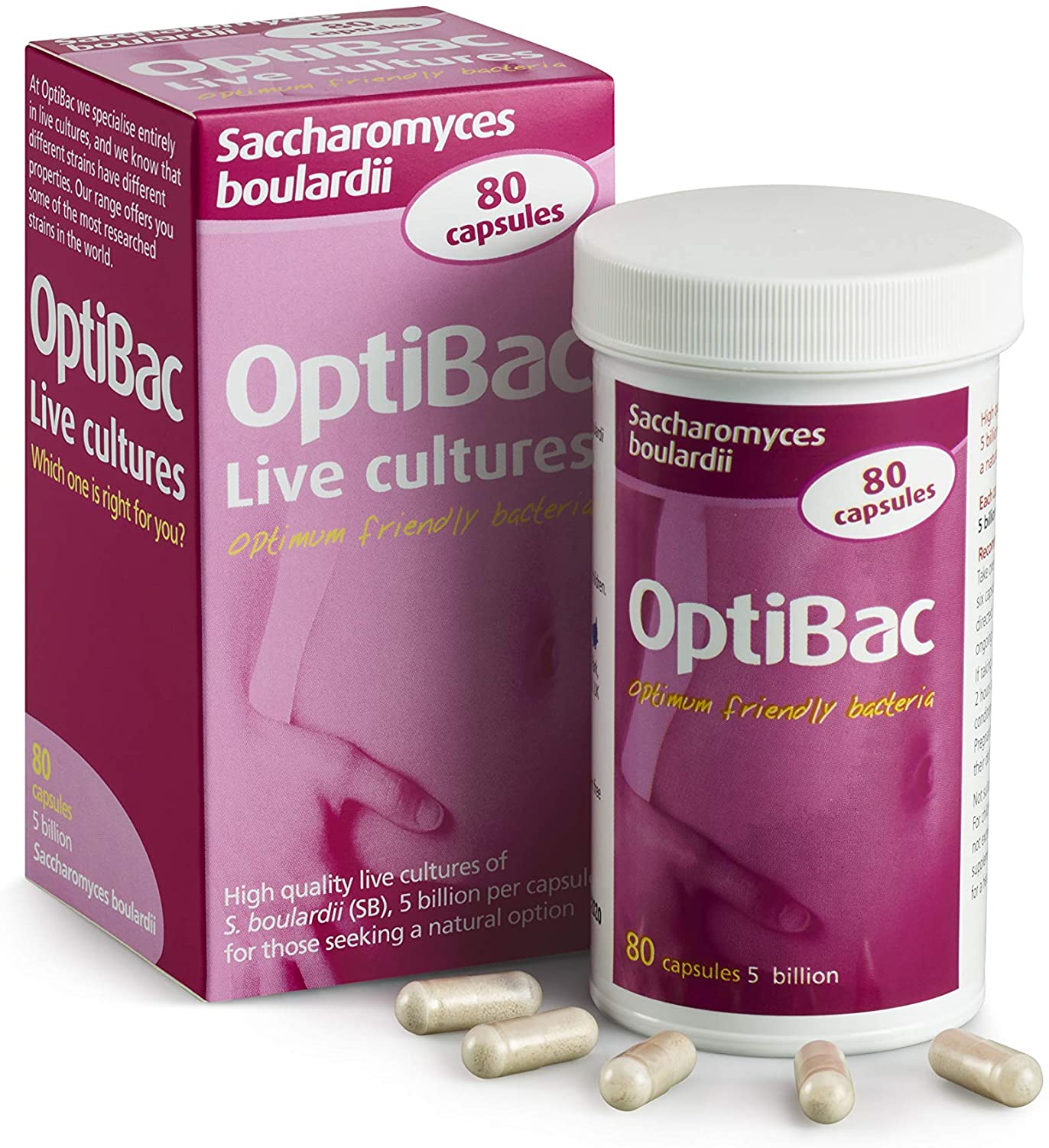 Optibac Probiotics Saccharomyces Boulardii, Vegan Digestive Probiotic Supplement with 5 Billion Live Cultures