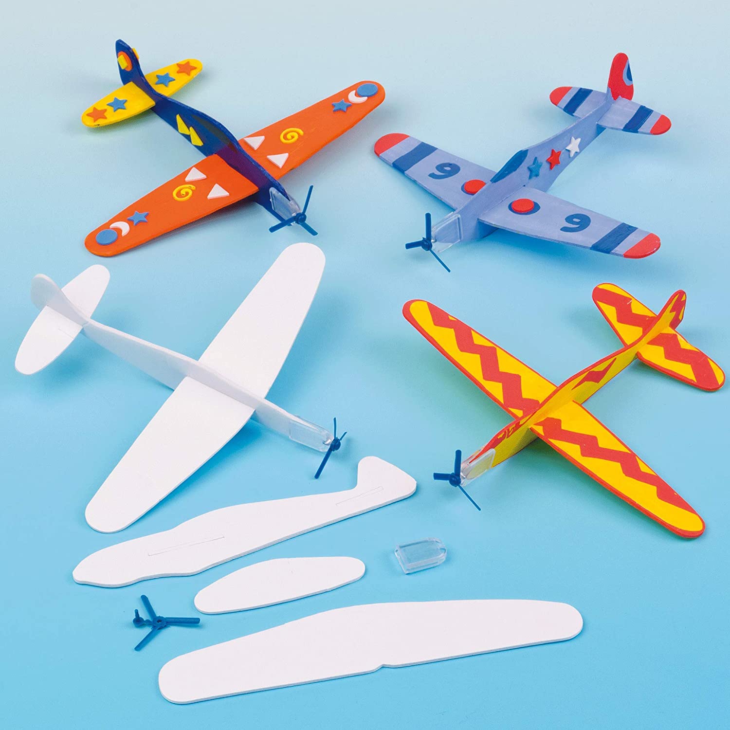 Baker Ross Make Your Own Flying Gliders, Arts and Crafts for Kids to Colour in Party Bag Fillers