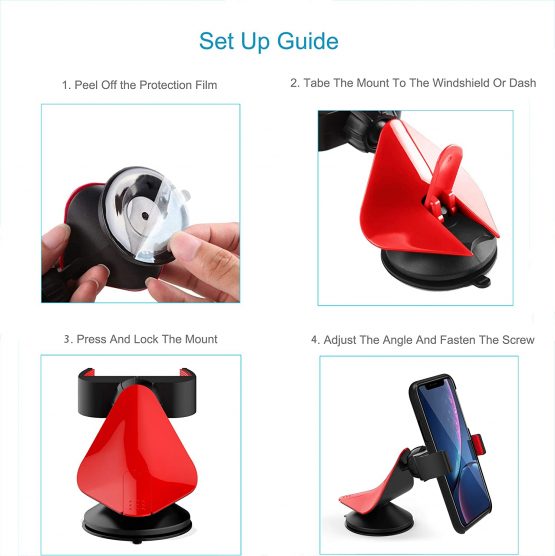 Arteck Car Mount, Universal Mobile Phone Car Mount Holder 360° Rotation for Auto Windshield and Dash, for Cell Phones Apple iPhone 13, 13 Pro, 12, 12 Pro, 11, 11 Pro, Xr, Xs, Android Smartphone, GPS - Image 4