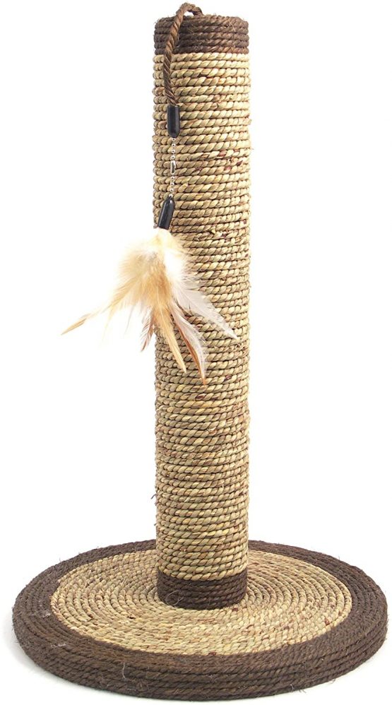 Rosewood Natural Seagrass Feather Post Cat Scratcher