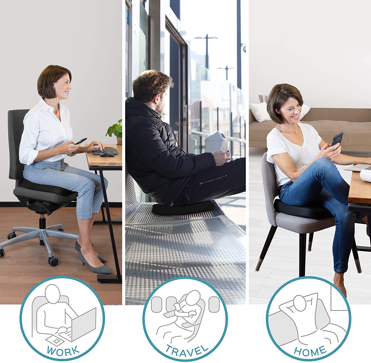 bonmedico Memory Foam Seat Cushion for Office Chair, Non-Slip, Seat Pads for Coccyx Pain Relief to Support Standing - Image 4