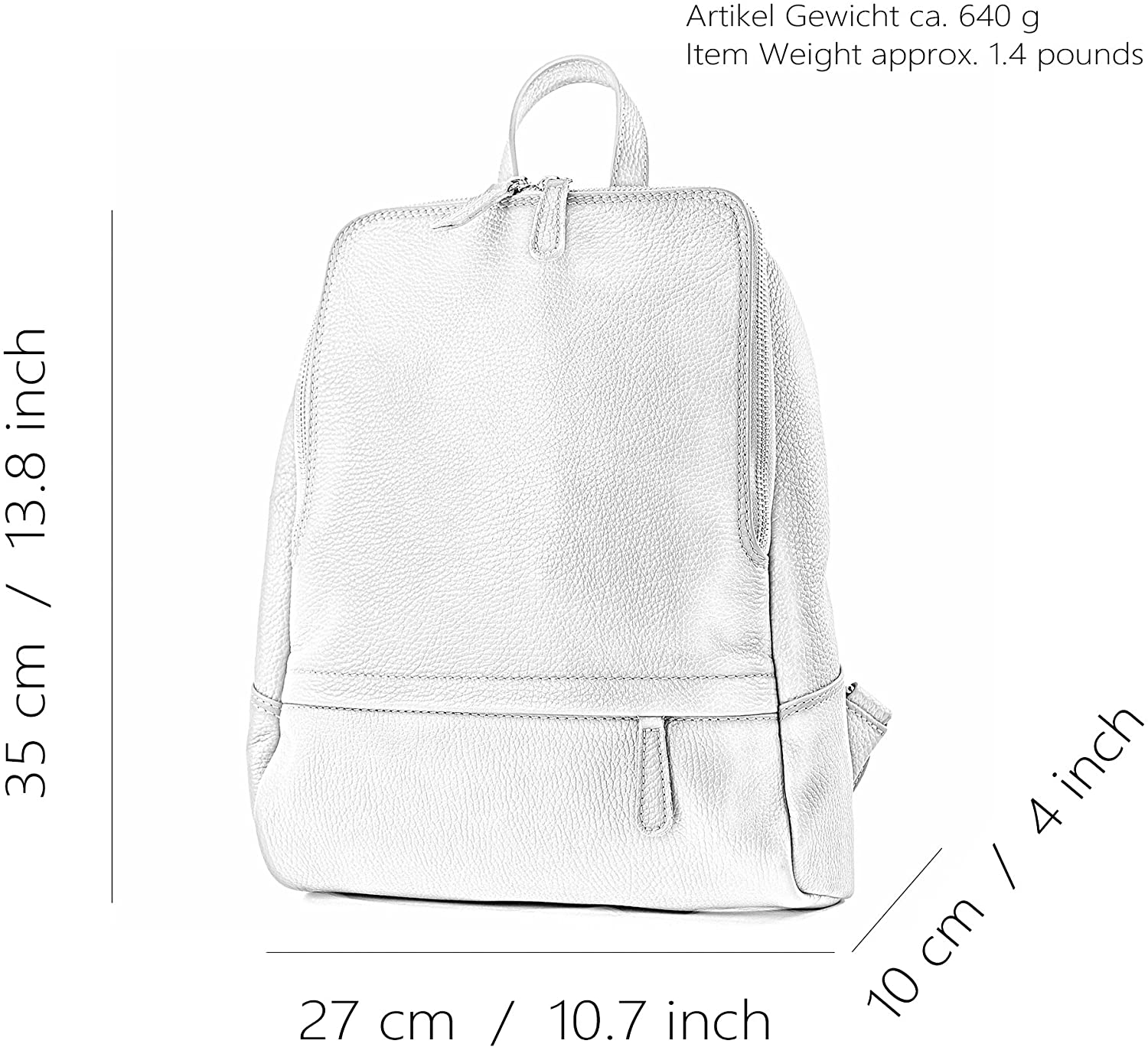 modamoda de - ital. Leather Backpack Ladies Backpack Rucksack Bag Citybag Leather T138, Colour:orange - Image 4