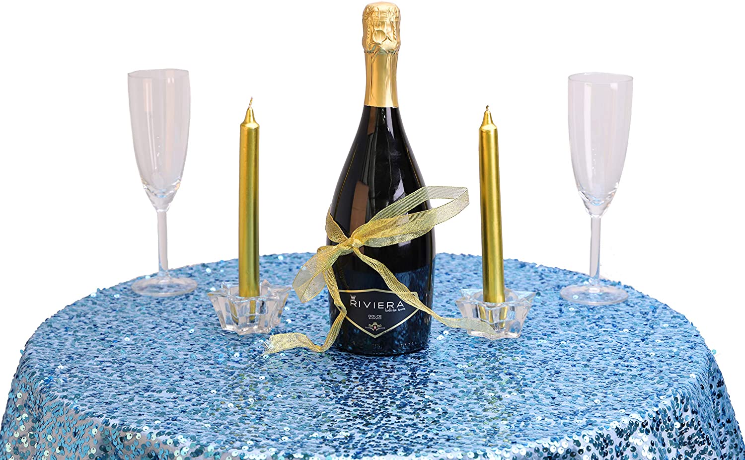 Christmas Concepts® Baby Blue Sequin Round Table Cloth, 90cm (36"), Baby Showers, Christenings, 1st Birthday Parties - Image 3