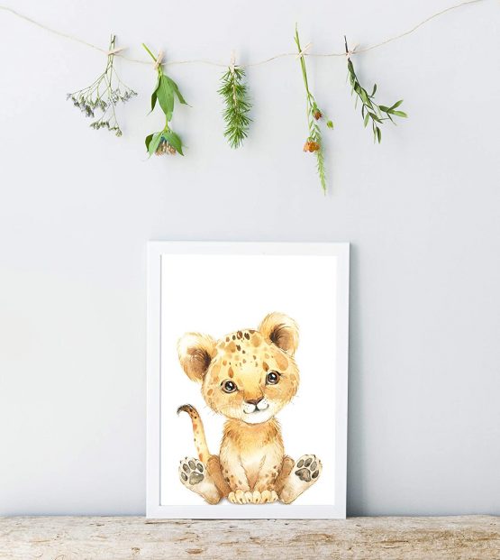 artpin® Set of 4 Pictures Baby Room Decoration Boy Girl - DIN A4 Poster Nursery Baby Jungle Animals - Safari Africa Wall Pictures - Elephant Tiger Giraffe Zebra P60 - Image 3