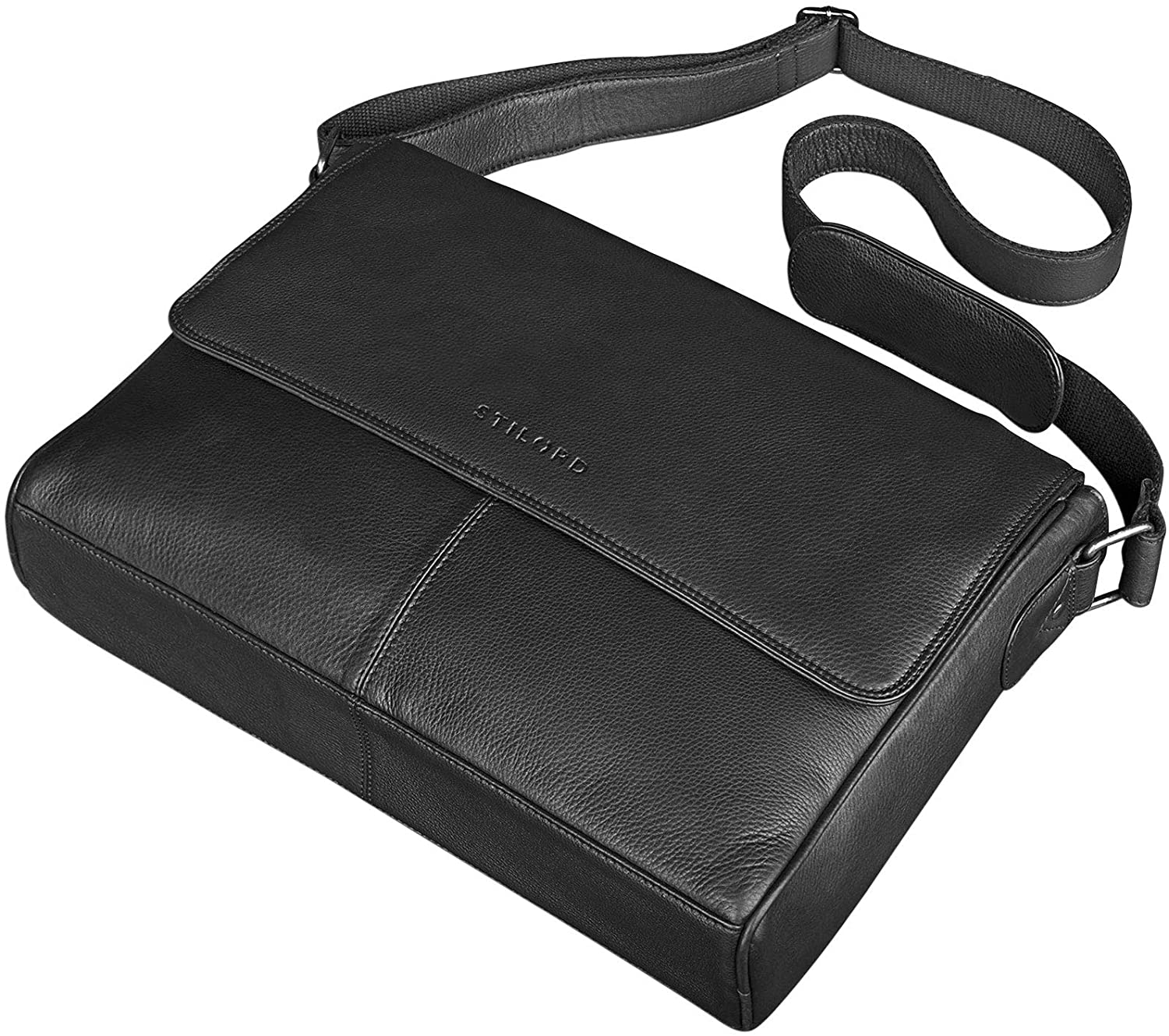STILORD 'Oskar' Leather Messenger Bag for Men and Women, Vintage Shoulder Bag and Laptop Bag 15 Inch - Image 4