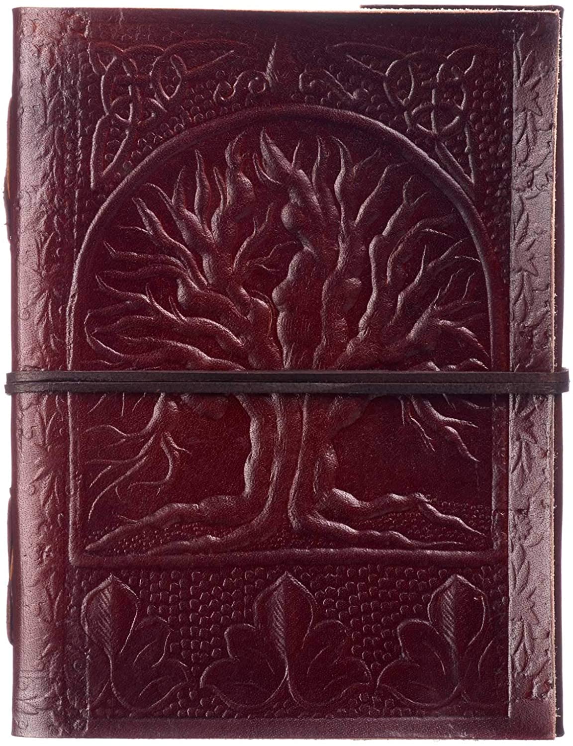 Paper High Fair Trade Tree Of Life Design Genuine Leather Journal Writing Notebook, 13.5 x 18.5 cm, Handmade & Eco Friendly