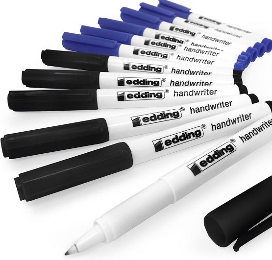 Edding Handwriter Handwriting Pen – Black and Blue Ink – 0.6mm - Mixed Pack of 12