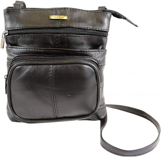 Lorenz Leather Cross Body Bag In Black 3780