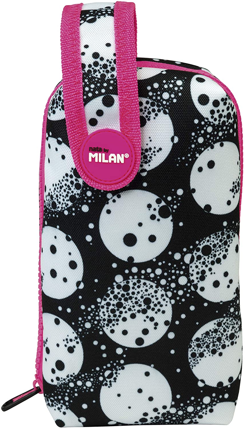 MILAN Kit Un Estuche Con Contenido Moon Pencil Cases, 19 cm, Black (Blanco Y Negro), Black (Blanco Y Black ), 19 centimeters