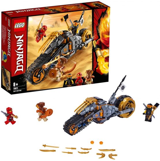 LEGO 70672 NINJAGO Cole’s Dirt Bike Ninja Motorbike with Caterpillar Tracks and 3 Minifigures, Adventure Toy for Kids