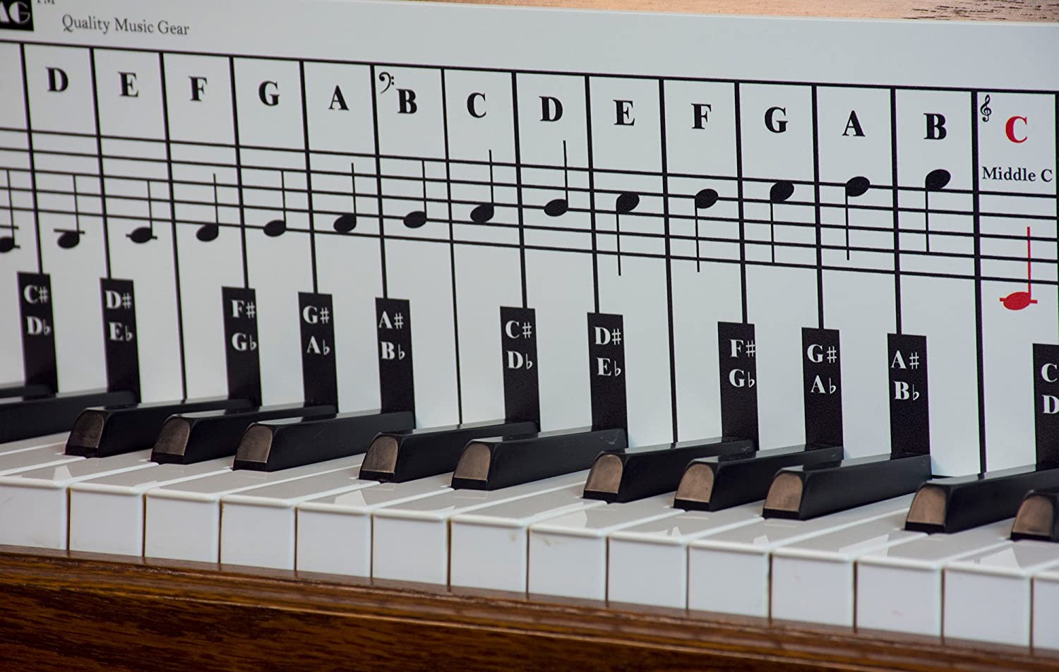 QMG Piano Note Chart, Used Behind the Keys, Foam PVC Sheet, Visual Reference for Piano Players Easy Setup
