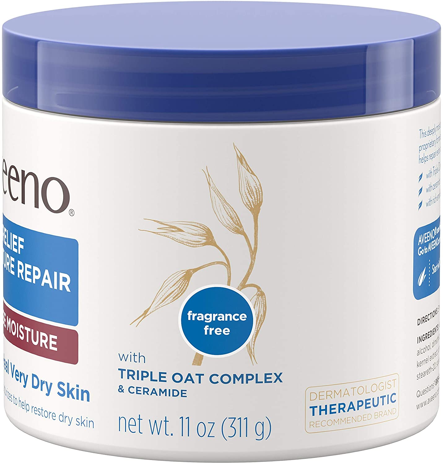 Aveeno Skin Relief Intense Moisture Repair Cream with Triple Oat Complex, Ceramide & Rich Emollients - Image 2
