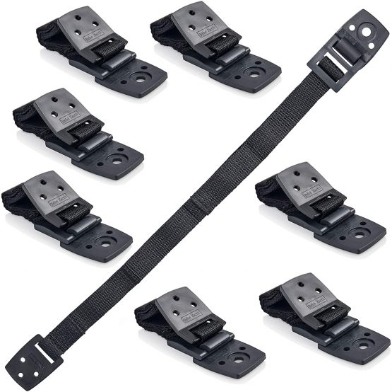 Bebe Earth Furniture Straps - Anti Tip Strap for Baby Proofing & Child Safety - 8 Pack of Adjustable TV & Wall Straps - Fixings to Anchor Shelves & Cabinets - Black