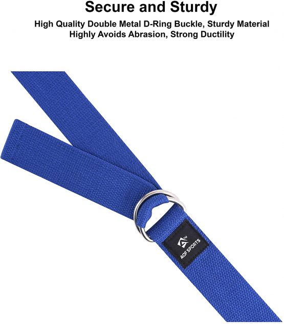 AQF Yoga Strap 1.8M, 2.4M, 3M Soft Cotton Leg Stretcher with D-Ring Buckle Adjustable Fitness Belt for Leg Stretching & Body Stretch Band - Image 3