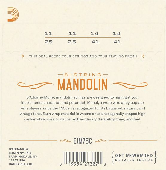 D'Addario EJM75C Monel Mandolin Strings, Medium Plus, 11-41 - Image 2