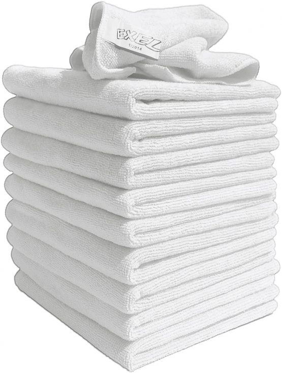 Exel Microfibre Super Magic Cleaning Cloths For Polishing, Washing, Waxing And Dusting. Cleaning Accessories, White (Pack of 10)