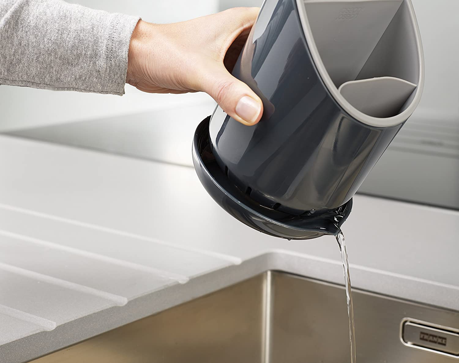 Joseph Joseph Dock Cutlery Drainer and Organiser, sink tidy organiser - Dark Grey/Grey, 12 - Image 3