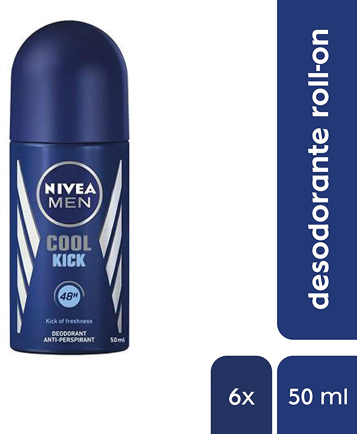 NIVEA MEN Cool Kick Roll-on 6 Pack (6 x 50 ml), Men's Deodorant with a Break of Freshness, Antiperspirant Deodorant for Male Care - Image 2