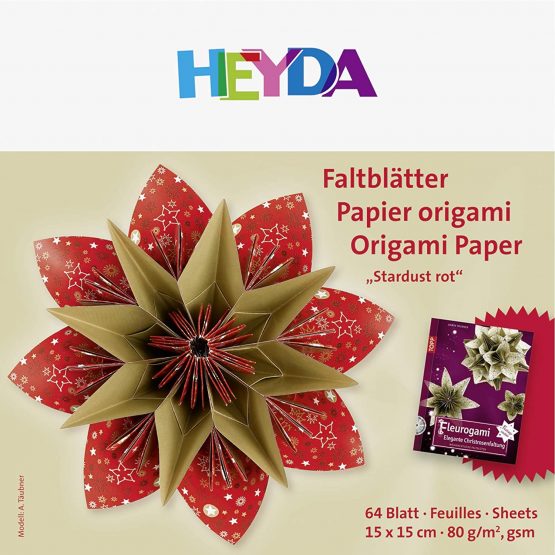 Heyda 204875557 Heyda 204875557 Folding Sheets (Curlie & Stardust) 15 x 15 cm, Stardust Red - Image 2