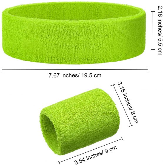 Bememo 6 Pieces Striped Sweatbands Set, Includes 2 Pieces Sports Headband and 4 Pieces Wristbands Sweatbands Colorful Striped Sweatband Set for Men and Women - Image 3