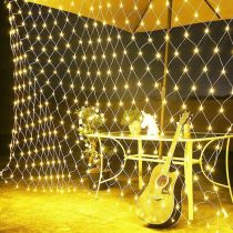 3m x 2m Solar Net Lights Outdoor - 200 LED Solar Fairy Lights, Waterproof Garden Lights, Auto On/Off Curtain String Lights, Icicle Lights for Wedding Party Yard Wall Decor (Warm White)