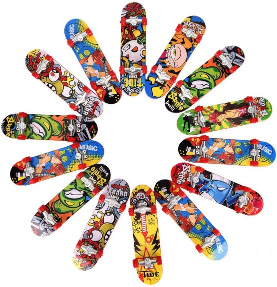 Chougui 14 Pack Mini Fingerboards Finger Skateboard Finger Boards For Kids Birthday Party Favors Designs May Vary