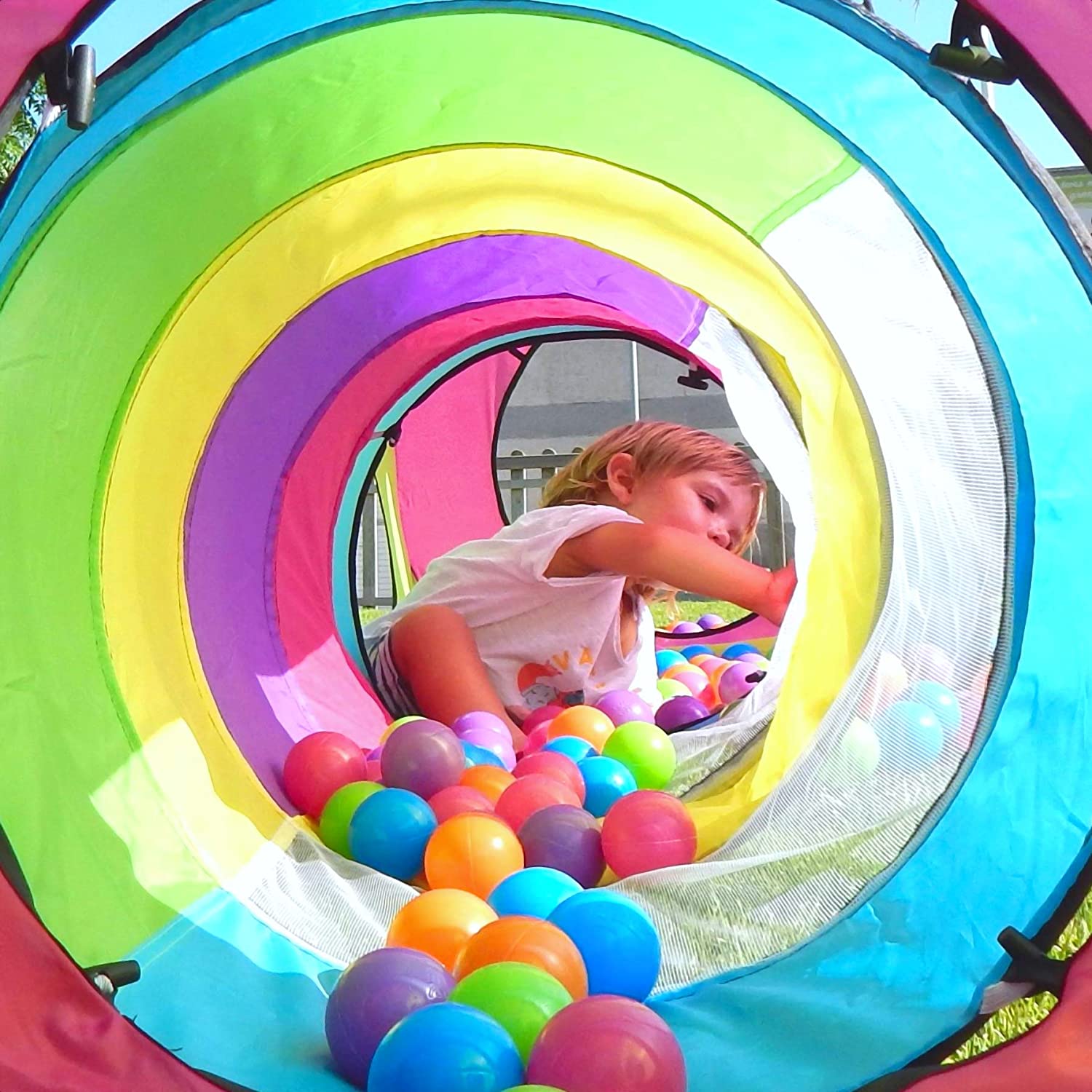 NUBUNI 4pc Pop Up Children Play Tent : 2 Crawl Tunnel + 2 Tents : Kids Tents for Boys Girls - Image 4