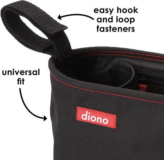 Diono Buggy Buddy Universal Stroller Organizer With Cup Holders, Secure Attachment, Zippered Pockets, Safe & Secure, Black, 1 Count (Pack of 1), 40395 - Image 3