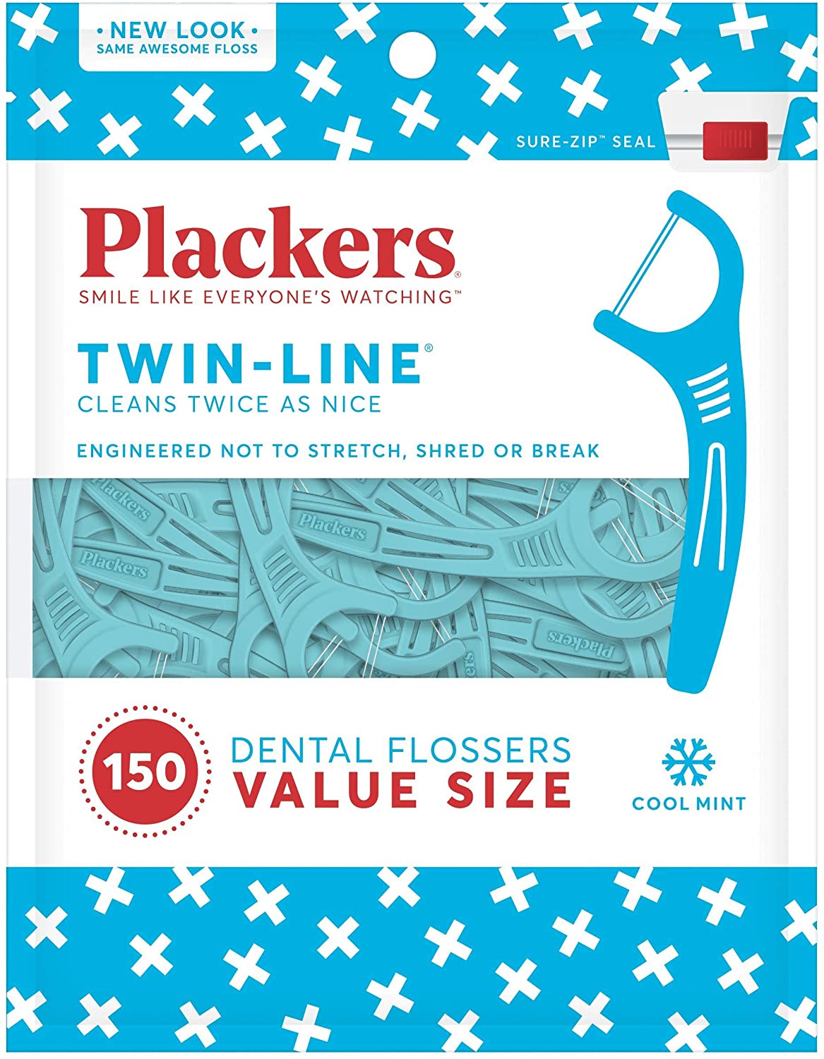 Plackers, Twin-Line, Dental Flossers, Value Size, Cool Mint, 1 x 150 Count, B008ll55zk, 1 count (Pack of 150)
