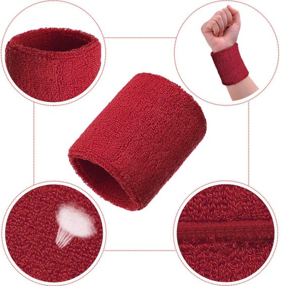 Bememo 12 Pack Sweatbands Sports Wristband Cotton Sweat Band for Men and Women, Good for Tennis, Basketball, Running, Gym, Working Out - Image 3