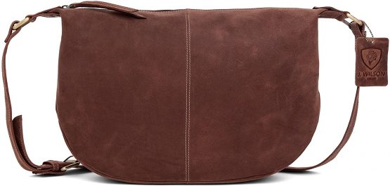 J Wilson London Messenger Bag Women Leather Flapover 5 Litre (Distressed Reddish Brown) - Image 2