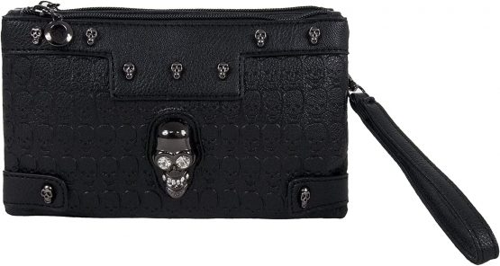 GOTHIC SKULL CRYSTAL HEAD Ladies Handbag Clutch Evening Handbag | Backpack Rucksack | Steam Punk Rock Goth | School College PU Vegan Leather Bag - Image 3