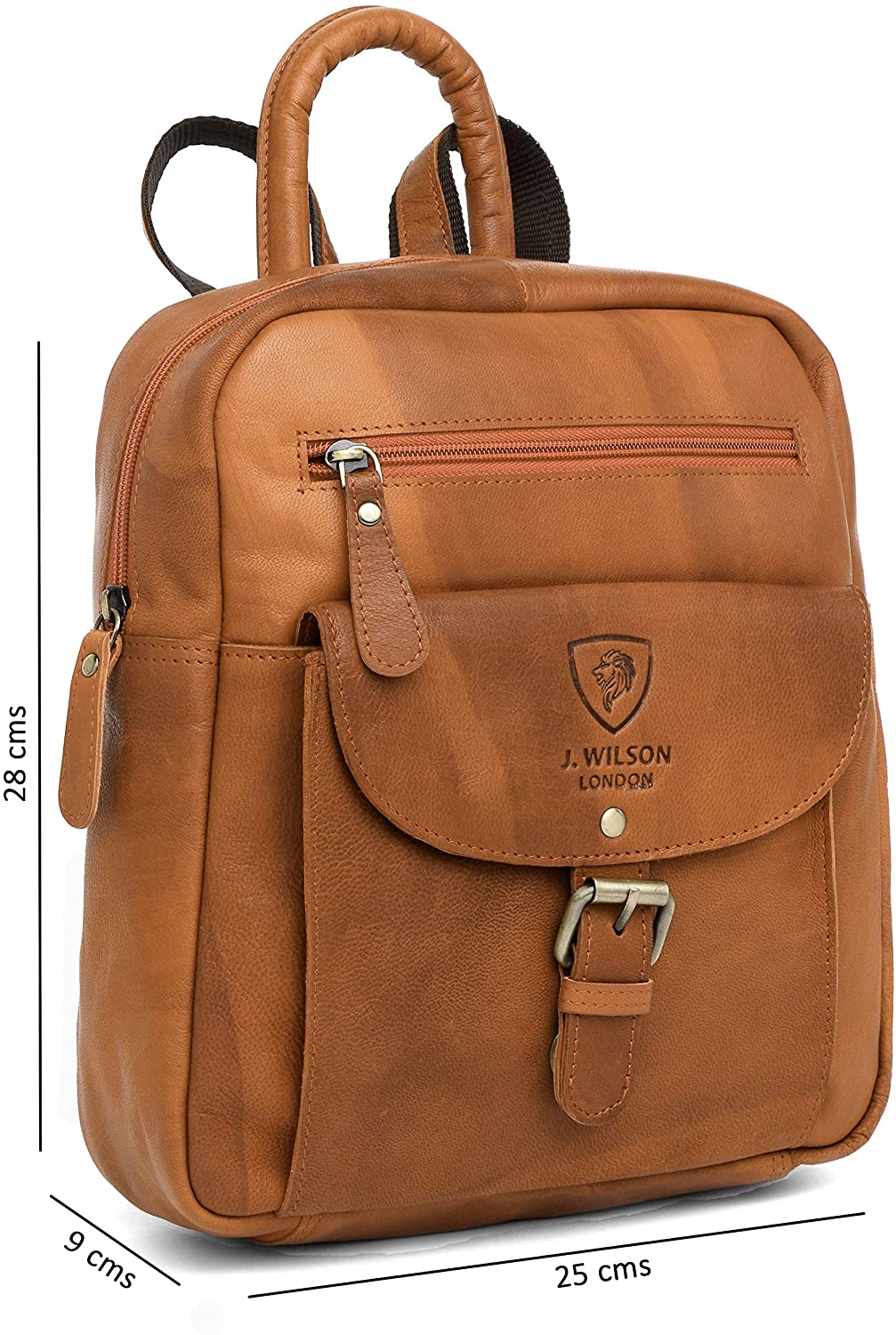 J. Wilson London Ladies Backpack Leather Backpack for Women Girls Schoolbag Casual Daypack School Bag Satchel (Vintage Tan) - Image 2