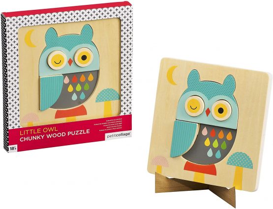 Petit Collage Little Owl Chunky Wood Puzzle multicolor PTC318 - Image 2