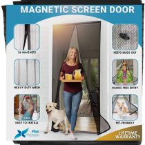 Flux Phenom Magnetic Screen Door - Retractable Mesh with Self Sealing Magnets - Keeps Nature Out