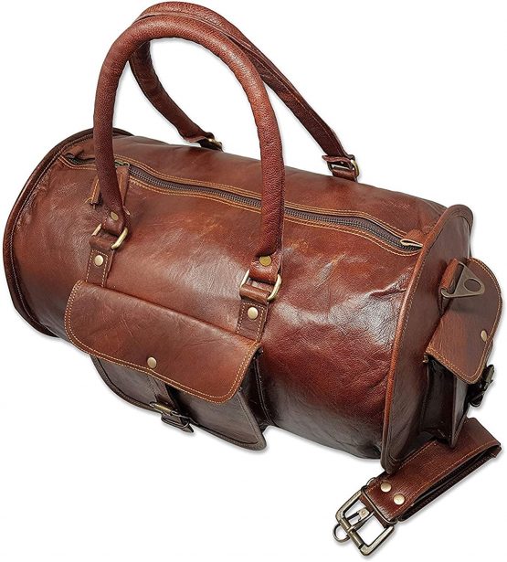 Jaald 18" Leather Duffle Bag Travel Carry-on Luggage Overnight Gym Weekender Bag - Image 2