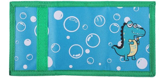 RFID Blocking Wallet for Kids / Slim Cartoon Wallet with Zippered Pocket / Trifold Canvas Outdoor Sports Wallet , Dinosaur - Image 4