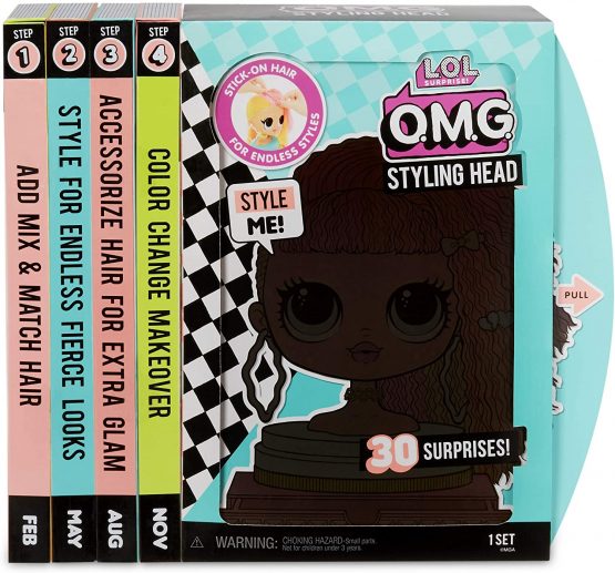 LOL Surprise OMG Styling Head with Stick-on Hair for Endless Styles - 30 Surprises and Accessories - Neonlicious - Image 2