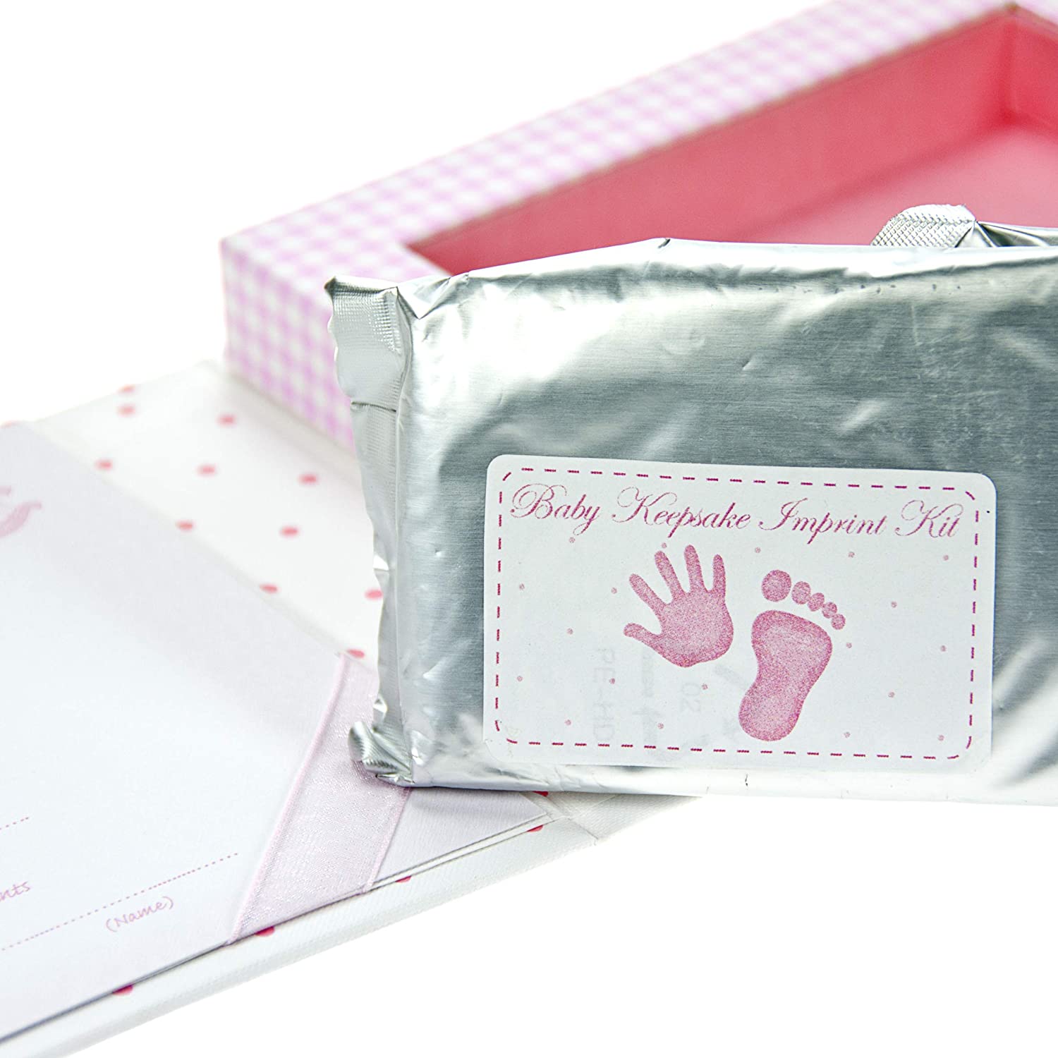 Mousehouse Gifts - Baby Girl Footprint Keepsake Kit, Clay Casting Set for Christening Memories, Pink, 1 Stück (1er Pack) - Image 4