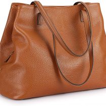 S-ZONE Women Soft Genuine Leather Handbag Large Capacity Shoulder Hobo Bag Fit for 13'' Laptop