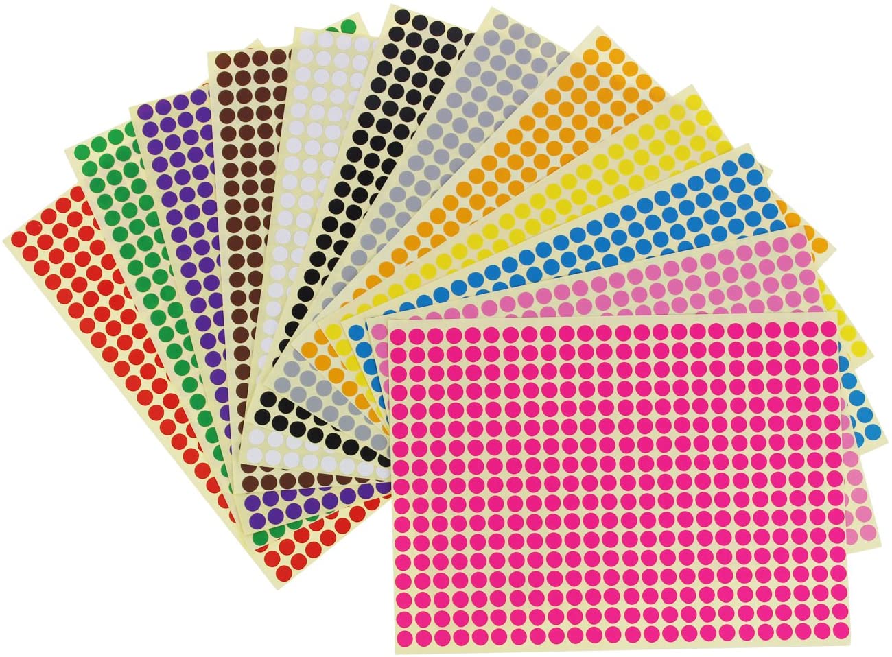 LJY 6mm Round Dot Stickers Color Coding Labels, 12 Different Assorted Colors, 36 Sheets, 14688 Dots in Total - Image 2