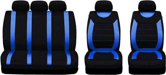 Xtremeauto Full Set of Protective Stylish Seat Covers, Sticker Included, Blue Black - Image 2