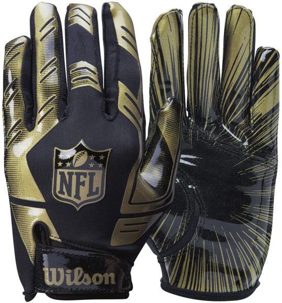 Wilson NFI Stretch Fit Receivers Glove American Football, Black/Gold, One Size - Image 3