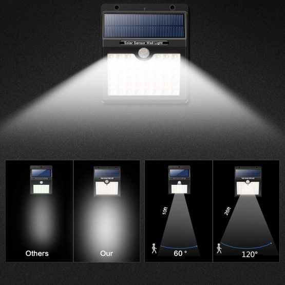 Solar Lights Outdoor,【180°Super Bright】 iPosible 46 LED Solar Security Light Solar Motion Sensor Light Solar Powered Lights Waterproof Wall Lights with 3 Modes for Garden-4 Pack - Image 3