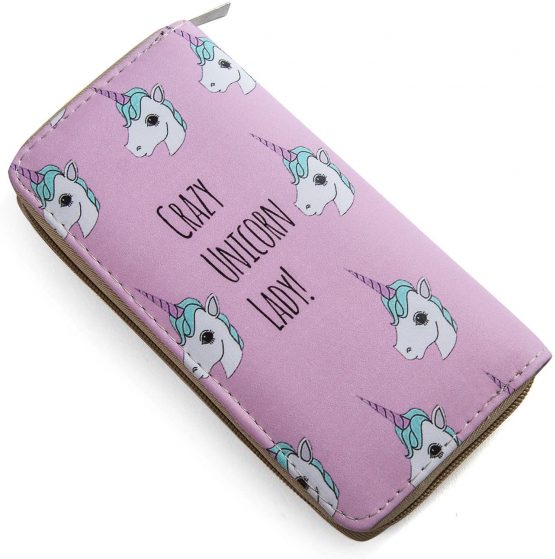 DonDon Women’s Purse Wallet Unicorn Pattern Saying Crazy Unicorn Lady - Image 2