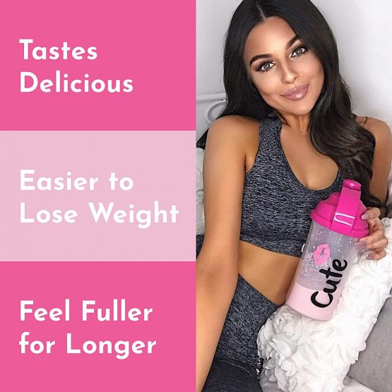Cute Nutrition Strawberry Meal Replacement Shakes for Weight Loss Control Diet Shake for Women 500g tub with Bonus 4 Week Fat Buster Workout Plan - Image 4