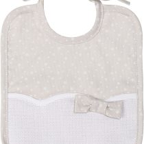 Filet - Bib with Collar | 100% Cotton | with Aida Canvas to Embroider for Newborn and Babies | Italian Product - White, Beige