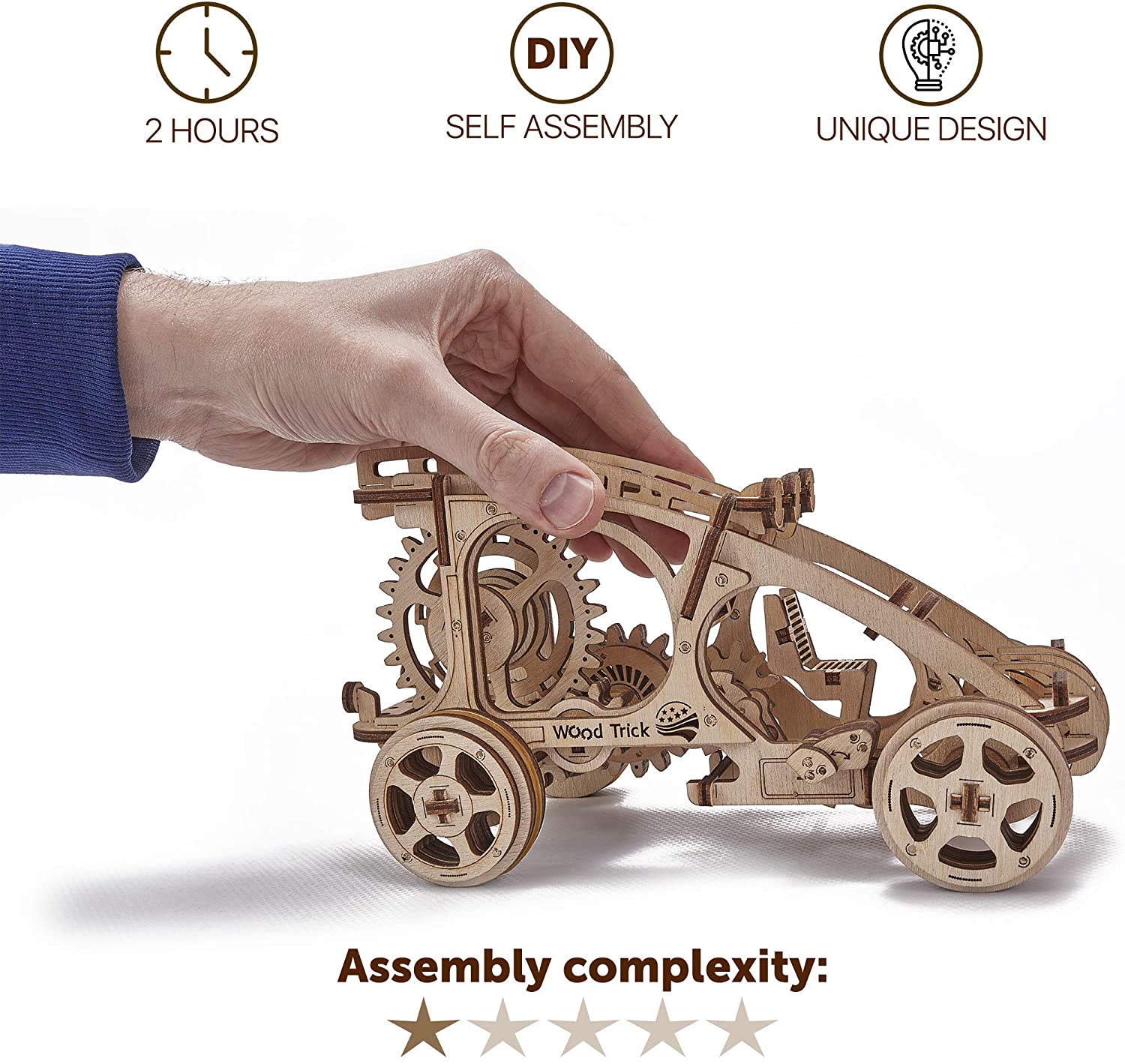 Wood Trick Dune Buggy Toy Car Mini, Wooden Dune Buggy Model Kit Mechanical Model to Build, Wooden Car Toys, 3D Wooden Puzzle - Image 2