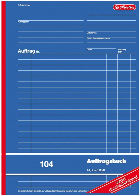 Herlitz 880427 Order Book A4 104 2 x 40 Page Self-Copying Wood-Free (German Language) - Image 2